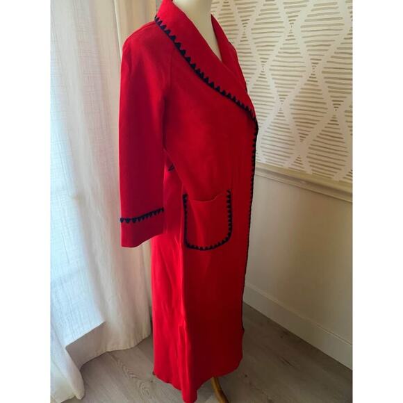 Isetan Japan Vintage Women’s Red & Navy Ric Rac Full Length Jacket - Picture 4 of 10